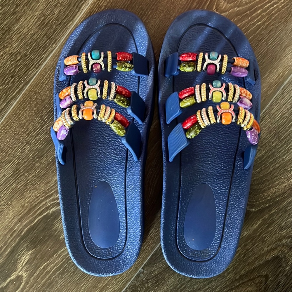 Beaded blue sandals